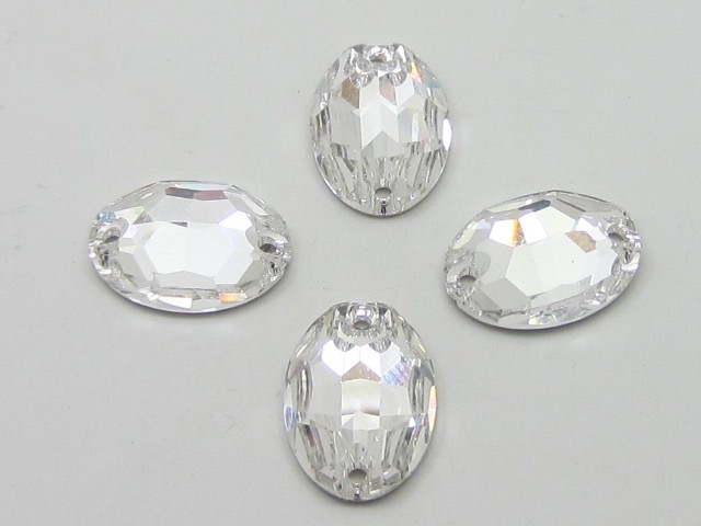 12pcs. OVAL 10X7mm CRYSTAL SEW ON FLATBACK European Rhinestones